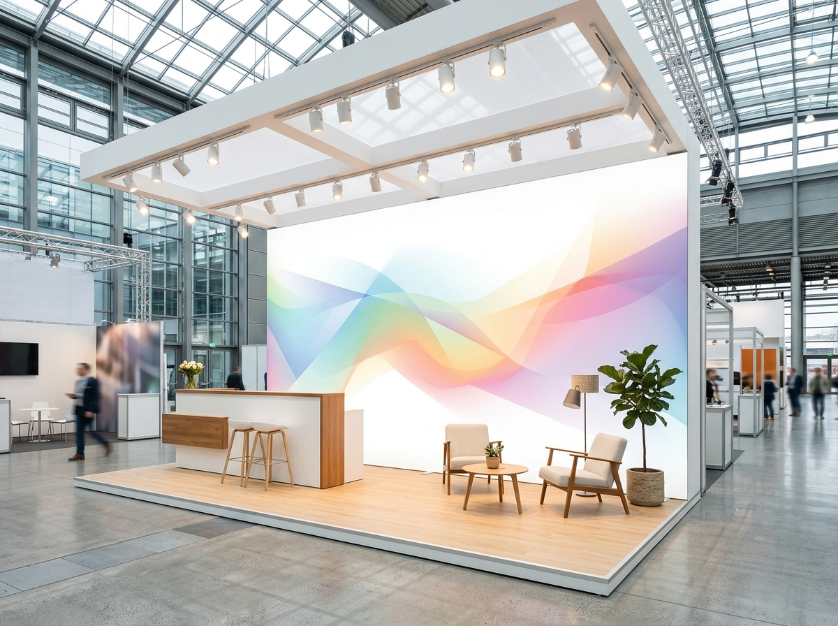 Werbetechnik-Projekt: Messestand mit Großformatgrafik